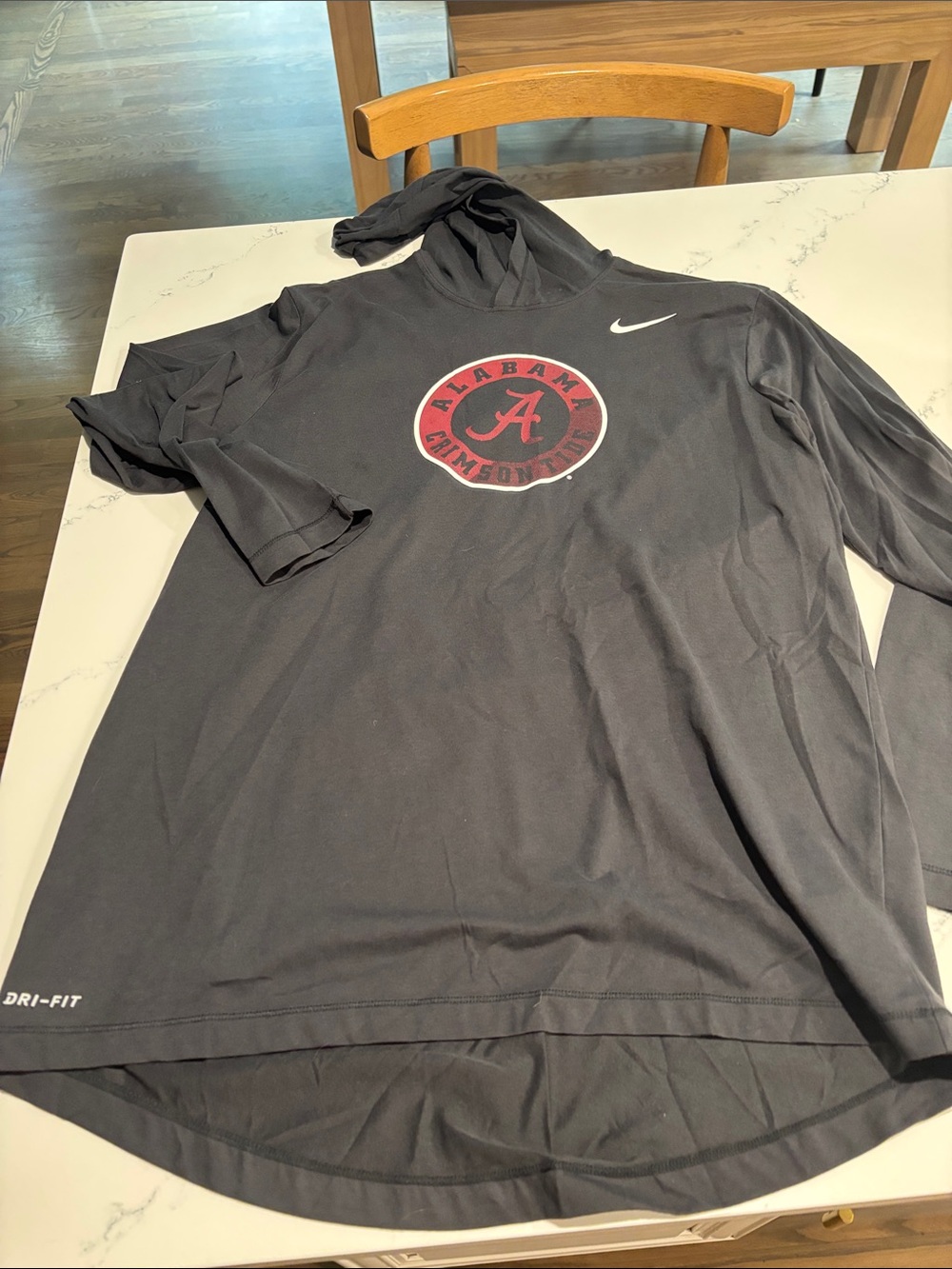 Nike Black Hooded Long-Sleeve Shirt with Red Alabama Emblem